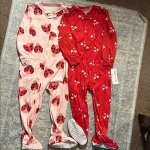 Little Sleepies Adorable Ladybug and Heart Print Baby Onesies